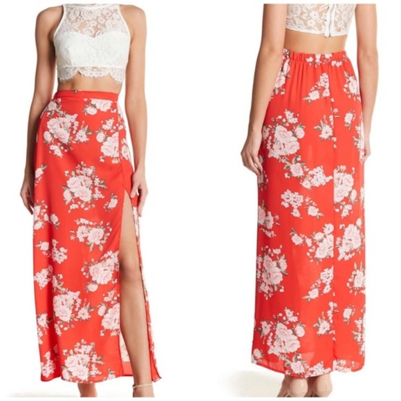 Favlux Red Rose Maxi Skirt - Picture 1 of 5